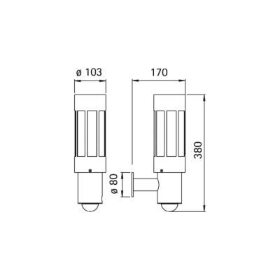 Albert Leuchten Applique da esterno 472, rilevatore di movimento 472, Alluminio / Grigio / Zincato, Acciaio Inox, Moderno