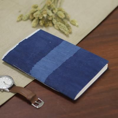 'Hand-Block Printed Blue Striped Modern Blank Cotton Journal'