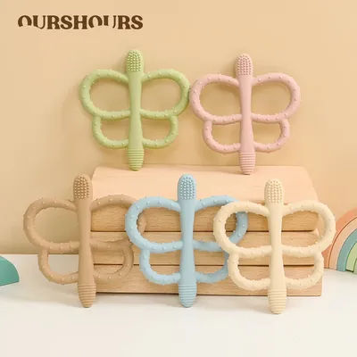 BPA Free Silicone Baby Teethers Lovely Butterfly Shape Teething Chew Toys for Infant Boys and Girls Gifts Babies Care Tools