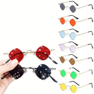 Ensemble de 5 paires de lunettes rétro hip-hop carrées à monture ultra petite, unisexes, à la mode et tendance