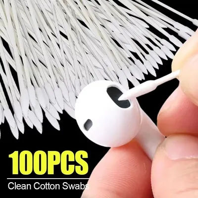 Bâtonnets de coton jetables sans poussière, 100 pièces, pour AirPods, écouteurs, téléphone, accessoires pour port de charge