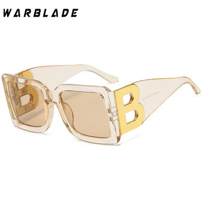 WarBLade 2026 – Lunettes de soleil tendance de luxe surdimensionnées avec lettre B, style rétro rectangulaire pour femmes et hommes