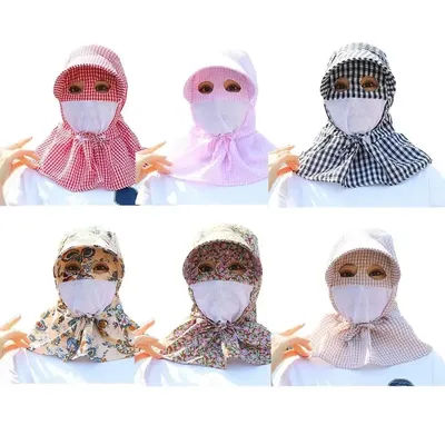 Chapeau de soleil anti-UV à large bord avec masque facial intégré, protection solaire intégrale, ajustable, style pêcheur, pour l'été