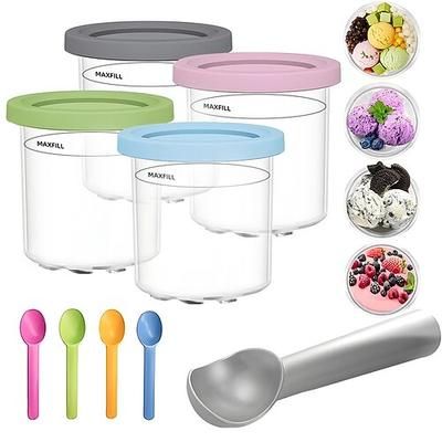 Confezione da 4 contenitori per gelato da mezzo litro con coperchio, contenitori riutilizzabili compatibili con Ninja Creami nc299amz Serie nc300, contenitori per frullati e dessert surgelati,