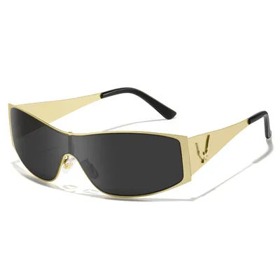 Lunettes de soleil métalliques surdimensionnées tendance, protection UV400 pour hommes et femmes, style vintage, idéales pour la randonnée et le cyclisme