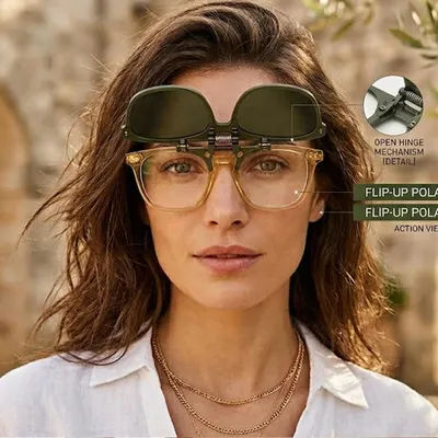 Lunettes de soleil polarisées à clipser, protection UV 400, faciles à transporter, monture carrée, pliables, pour femmes et hommes