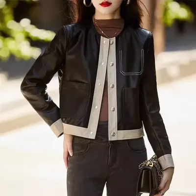 2025 nouveau printemps automne décontracté mince veste en cuir ample pour les femmes mode vent court manteau en polyuréthane lâche bouton dames couverture en cuir