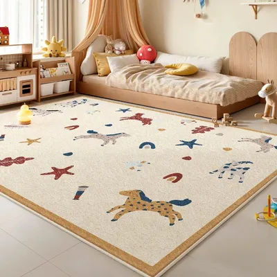 Cartoon Style Carpets for Living Room Large Area Bedroom Decor Plush Carpet Thick Washable Children's Floor Mat Fluffy Soft Rug