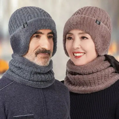 Nouveau bonnet tricoté chaud d'hiver, bonnet tricoté avec protection contre le froid, bonnet à rabats pour les oreilles, ensemble bonnet et écharpe d'hiver, bonnet de ski en polaire pour l'hiver