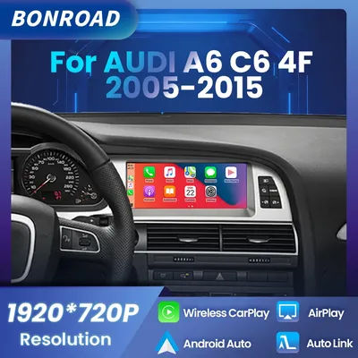 BONROAD – autoradio 8.9 pouces, sans fil, CarPlay, Android Auto, écran tactile multimédia, pour Audi A6 C6 4F 2005 – 2015, GPS, Bluetooth 5.0