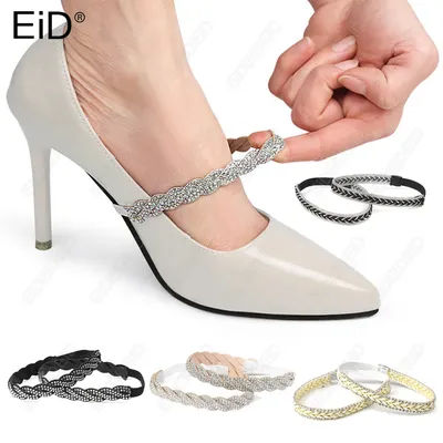 Sangles de cheville réglables pour femmes, pour chaussures à talons hauts, avec strass élastiques, décoratives, effet diamant