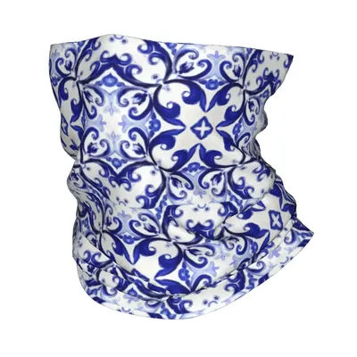 Été, carrelage bleu, mosaïque, style sicilien Bandana cou couverture visage écharpe multifonction chapeaux cyclisme unisexe adulte toutes saisons