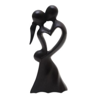 Gentle Kiss,'Hand Carved Suar Wood Statuette'