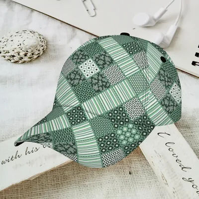 Casquette de baseball à imprimé patchwork écossais vert, motif géométrique vintage, réglable, respirante, pour hommes et femmes