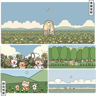 Tapis de souris lapin mignon 900 × 400, configuration de jeu, Anime, accessoires de bureau, tapis d'ordinateur, pour la maison et le bureau