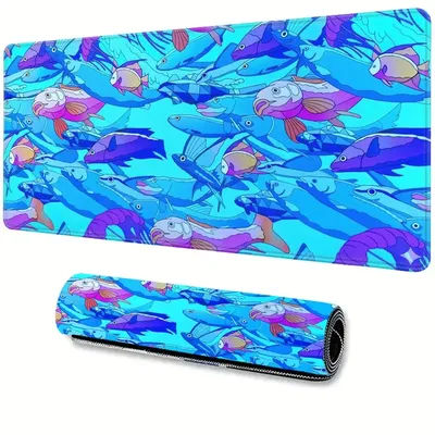 Tapis de Souris en Caoutchouc HD Imprimé Motif Poisson, Tapis de Bureau pour Ordinateur Portable, Tapis de Jeu, Accessoires Gamer, Tapis de Souris Anime, Tapis de Table, Tapis de Souris, Tapis de Sol