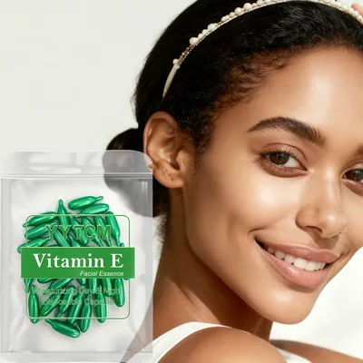 Vitamin E Moisturizing and Firming Essence, Hydrates and Smooths the Skin, Contains Plant-Based Squalane, Vitamin C, Deeply Hydrates and Brightens the Skin, 18 Capsules/30 Capsules/50 Capsules/90