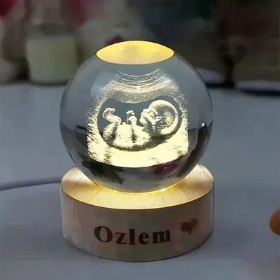 8CM Custom Ultrasound Crystal Ball Lamp Personalized Baby Sonogram Keepsake Gift Baby Shower Present Nursery Night Light