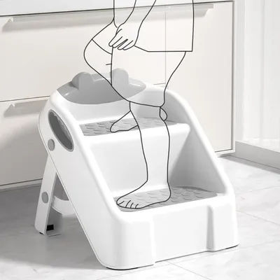J15U Toddler Stepping Stool Kids Step Stool Foldable Baby Ladder Stool Helper 2 Step Stool for Bathroom and Potty Training