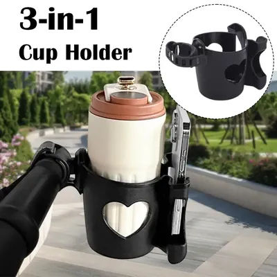 3-in-1 Universal Stroller Water Cup Holder With Phone Holder, Universal Bottle Holder For Wheelchair stroller Accessories