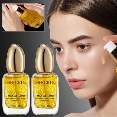 Mercilen Moon Goddess Flower Collagen Moisturizing Bubble Essence Oil 40ml, Moisturizes, Nourishes, and Firms the Skin, Daily Facial Care, Contains Plant-Based Squalane, Suitable for Both Men and