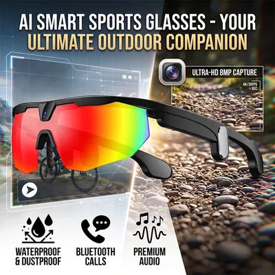 AI Smart Translator Lunettes Avec 8MP Caméra 2026 Sports de Plein Air Cyclisme Casque Tactile Contrôle Vent Bluetooth Lunettes De Soleil