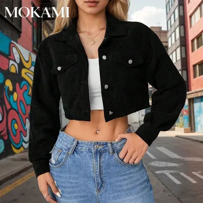 Veste Courte Décontractée Style Urbain Européen pour Femme, Collection Automne 2026, Haut Court de Créateur Tendance, Vêtement d'Extérieur Élégant de Haute Qualité