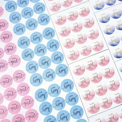 120pcs Team Boy Team Girl Stickers Baby Shower Boy or Girl Sticker Gender Reveal Party Decorations DIY Gift Box Label Supplies