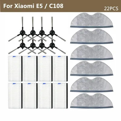 For Xiaomi Robot Vacuum E5 / C108 Spare Parts Side Brush Mopping Rag Cloth Hepa Filter Vacuum Cleaner Replacement Parts