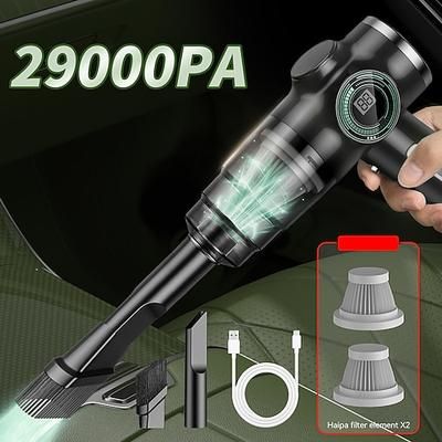 Aspirapolvere portatile senza fili, aspirapolvere per auto ad alta potenza da 29000 Pa, wireless, portatile con display digitale a LED, mini aspirapolvere ricaricabile tramite USB per interni auto,