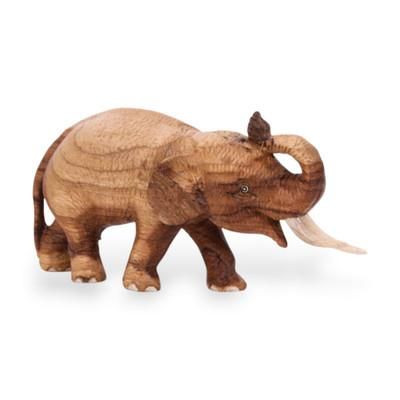 Elephant Play,'Hand Carved Teak Wood Elephant Statuette from Thailand'