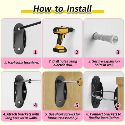 Metal Furniture Anti-falling Fixator Furniture Anchor Anti Tip Cabinet Fixer Protection Anti-falling Buckle Adjustable