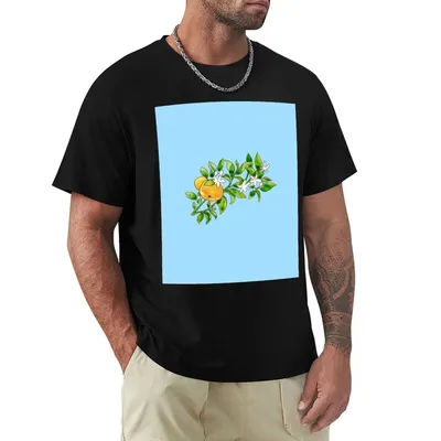 T-shirt à motif de branches et fleurs d'oranger, grande taille, haut décontracté simple