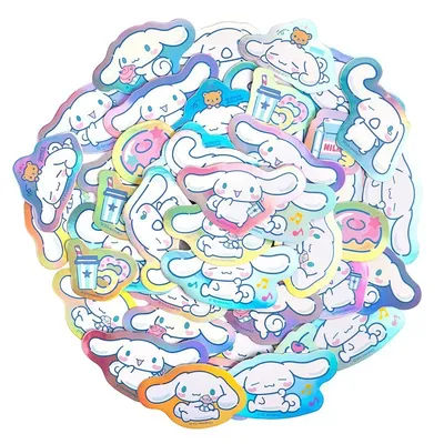 30Pcs Cinnamoroll Laser Stickers, Cute Cartoon Waterproof Decorative Stickers, Suitable for Decorating Mobile Phones, Water Bottles, Journals, and Luggage