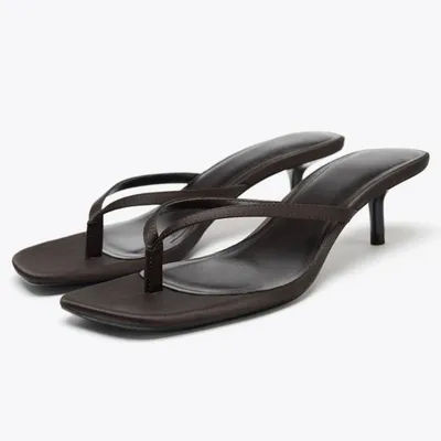 Mules à talons hauts élégantes pour femme, sandales décontractées à bout ouvert, chaussures d'été de créateur, Zapatos Mujer