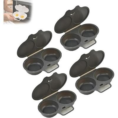 Set di 4 cuociuova a doppio scomparto per microonde, in plastica resistente al calore, ideali per cuocere le uova in camicia e a vapore, facili da pulire, perfetti per la casa, la cucina, il pranzo,
