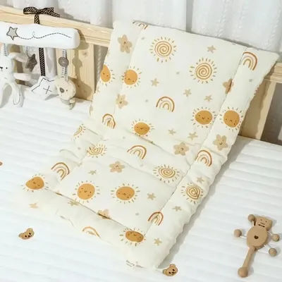 Washable Cartoon Baby Stroller Cushion Rainbow Rabbit Trolley Mattress Soft Square Baby Seat Cushion Toddler