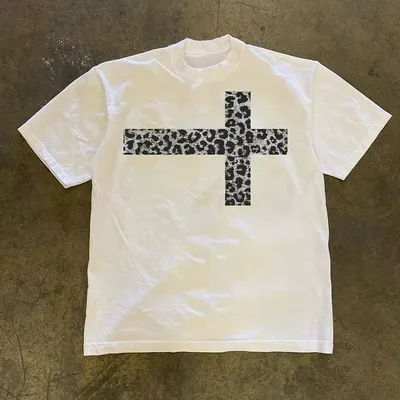 T-shirt à manches courtes 2026 pour hommes et femmes, style européen et américain, design rétro, imprimé, haut polyvalent