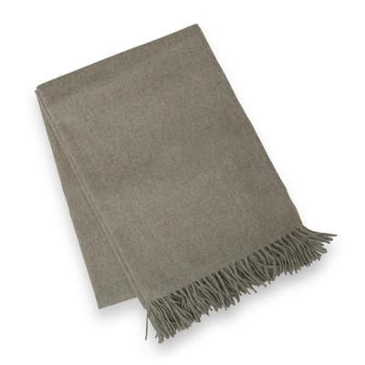 Blissful Dream in Taupe,'Light Taupe Brown Fringed Throw Woven from Baby Alpaca Yarns'