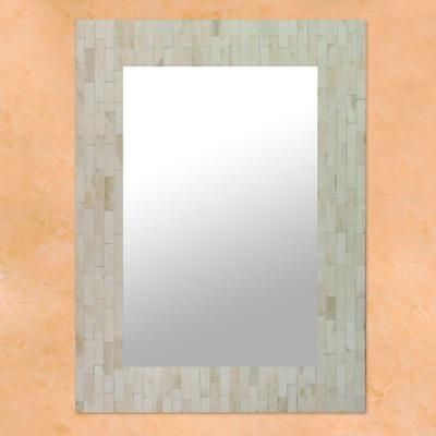 Reflecting Clouds,'Handcrafted Minimalist Rectangular Mirror with Mosaic Frame'