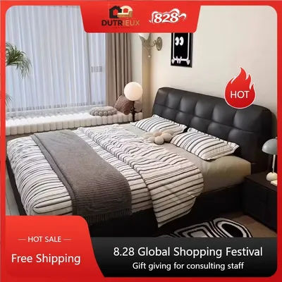 Upholstered Base Double Bed Japanese Design Headboards Monster Double Bed Queen Wooden Modern Letto Matrimoniale Home Furniture