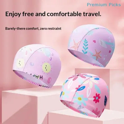 Bonnet de bain portable pour enfants, imprimé dessin animé, haute élasticité, imperméable, pour garçons et filles