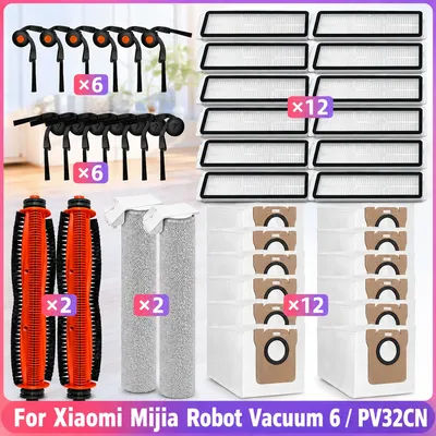 Compatible for ( Xiaomi Mijia Robot Vacuum 6 / PV32CN, XIAOMI MIJIA 7C / QV41CN ) Vacuum Parts Main Side Brush Filter Mop Bag