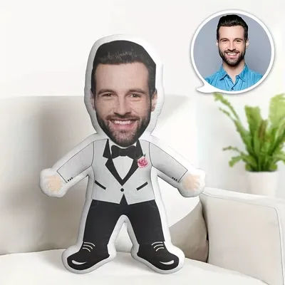 Custom Men Suit Plush Pillow With Your Photo Personalized Face Doll Ideal Gift For Lovers