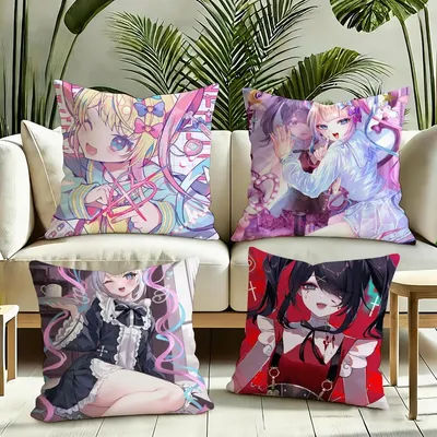 Game N-Needy Girl Overdose Cushion Cover Silky Short Plush Invisible Zipper Dustproof Sofa Pillow Case for Home Decor