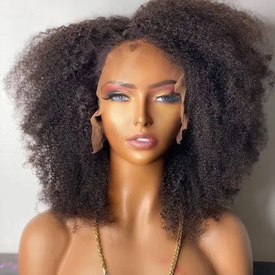 Short Bob Free Part 180Densty Soft Preplucked Glueless Kinky Curly Synthetic 13X4Lace Front Wig For Women With Baby Hair Daily