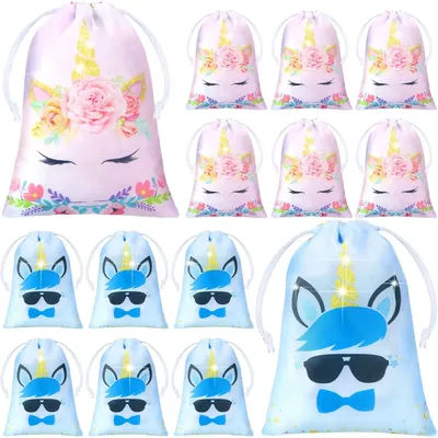 VIKAMA 10pcs Butterfly Drawstring Gift Bags Unicorn Girls Party Favor Bags Baby Birthday Party School Classroom Prizes