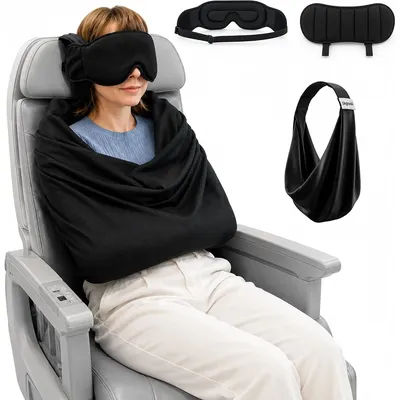 3-in-1 Adjustable EyeMask Airplane Sleep Support System Travel Pillow Multi-Use Office And Home Comfortable Pillow for Traveling