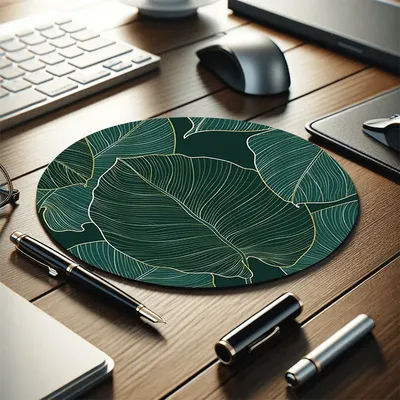 Tapis de souris circulaire à motif de feuilles vertes, adapté au bureau et aux jeux, tapis de bureau à domicile, décoration pour ordinateur et ordinateur portable
