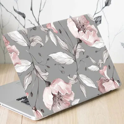 Housse pour ordinateur portable – Résistant aux rayures, design floral rose élégant avec feuilles vertes, décor élégant, adapté aux dames et aux étudiants
